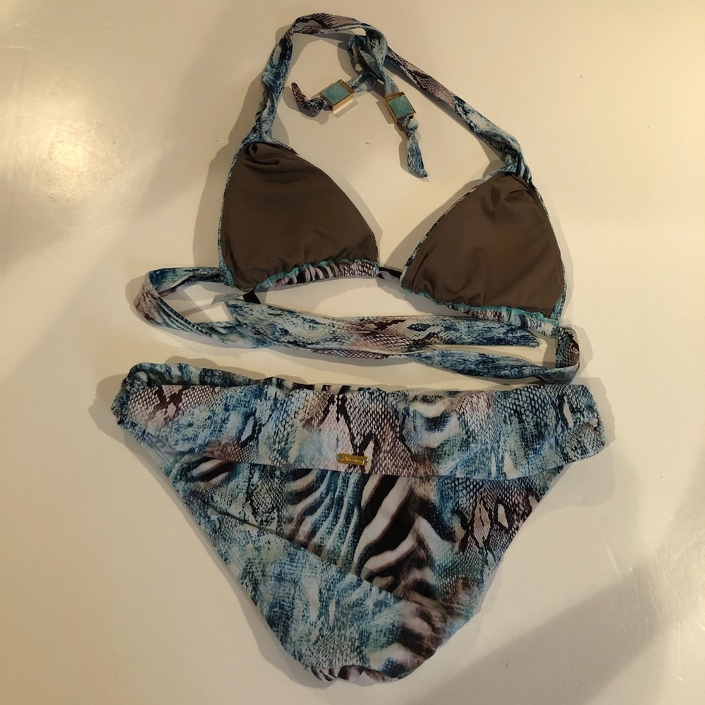 VIX Paula Hermanny Snake Print Jeweled BIKINI 6 - Picture 2 of 10